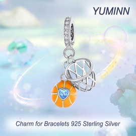YUMINN Sports Series Charms for 925 Sterling Silver for Women Bracelets & Necklaces Dangle Pendant for Christmas Valentine's Day Mother's Day Jewellery Gifts for Women, Sterling Silver, Cubic Zirconia