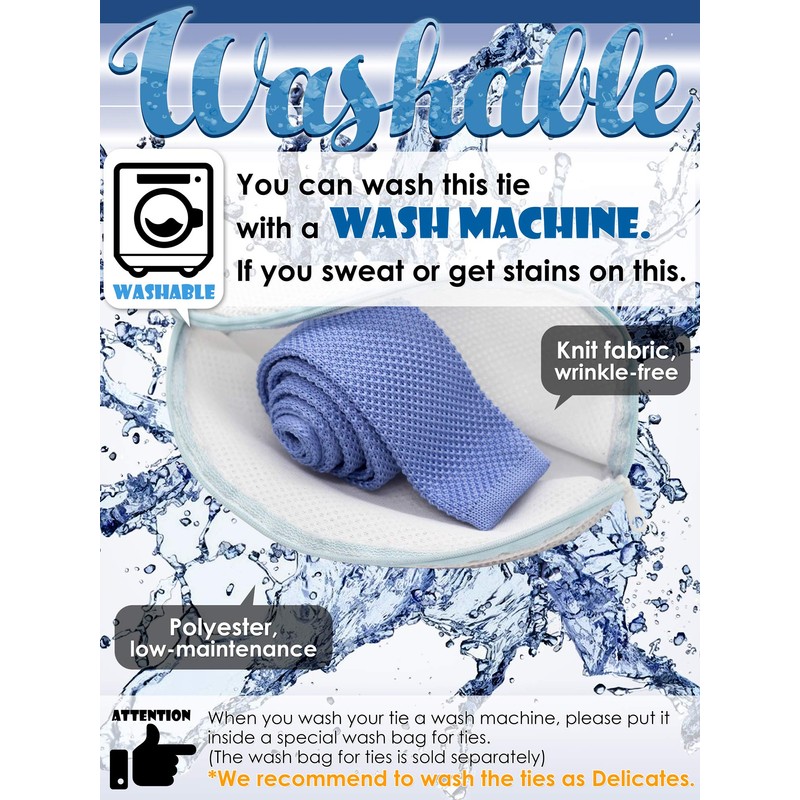 WANDM Men's Pointed Knit Tie Necktie Width 2.75 inches Washable