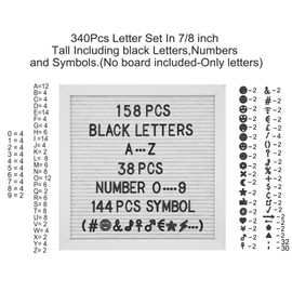 G GAMIT Felt Letter Board Letters Set, 340pcs 1inch Black Letters Only