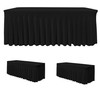 HolidayIdeas Black Spandex Table Skirts for Rectangle Tables 6ft, Fitted