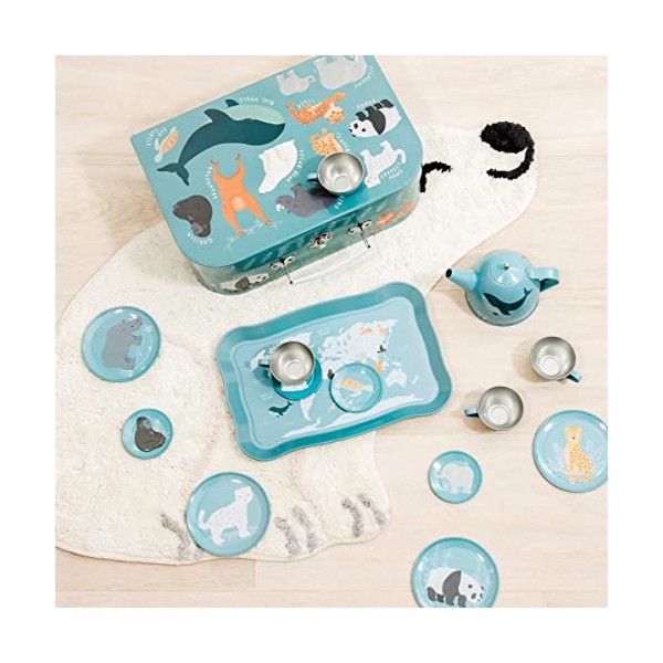Sass & Belle Endangered Animals Print Tin Tea Set