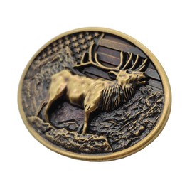 Western Wildlife Outdoor Elk American Flag Belt Buckle