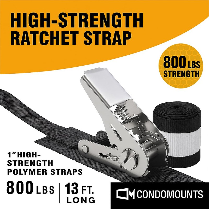 CondoMounts RSSB21 Ratchet Straps with Protective Pads, 13 Ft x