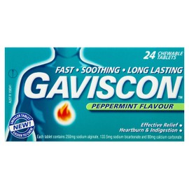 Gaviscon Chewable Peppermint Heartburn & Indigestion Relief Tablets (Count of 24)
