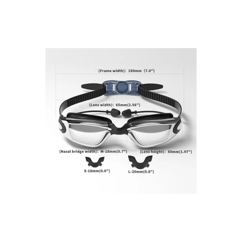 Swimming Goggles with Rainbow Lens, 180mm Wide Frame, Adjustable Strap,