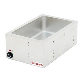 EMPURA Full-Size Commercial Food Warmer | Portable Steam Table Countertop Bain Marie for Concession Stand Buffet Caterer Hotel | 12" x 20" Opening, Stainless Steel, 120V, 1200W, NSF (E-FW-1200W)