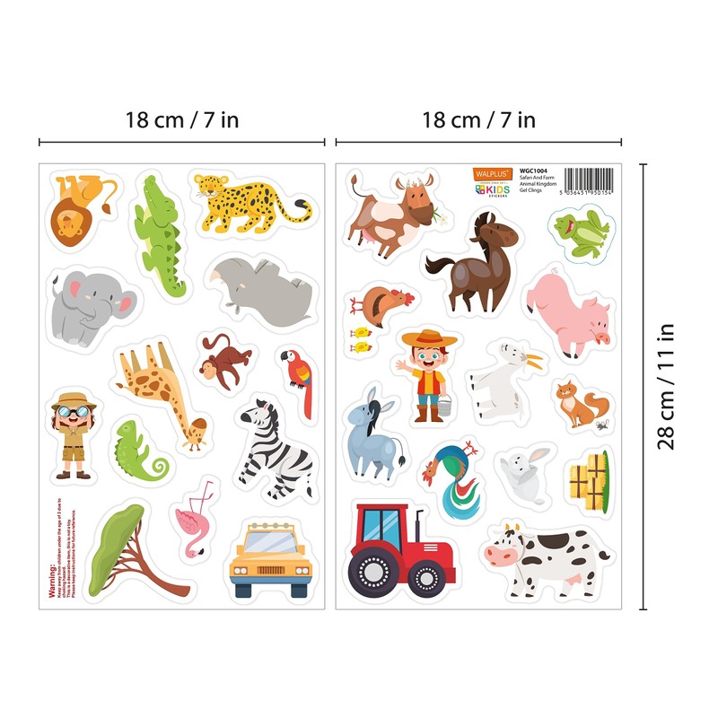 WALPLUS Gel Clings Removable Reusable for Kids Toddlers Classroom Nursery