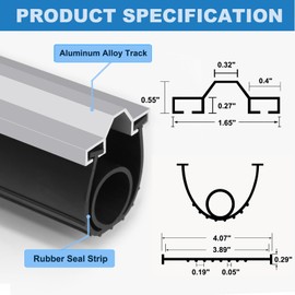 Duzzy 20 Feet Convex Shape Garage Door Seal Kits, Pre-drilled Heavy-Duty Weatherproofing Garage Door Rubber Seals Bottom Pakage with Aluminum Track Retainer Base Kits