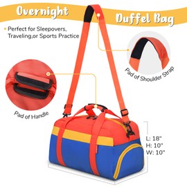 WOOMADA Travel Duffle Bag, Weekend Bag with Wet Pocket & Trolley Sleeve, Overnight Bag With Shoe Compartment, Fit for Sports Practice, Travel and Gifts(red blue)