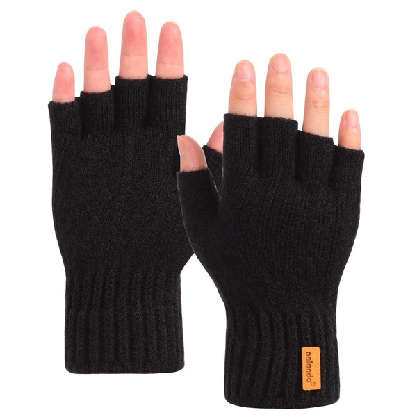 Winter Warm Knitted Fingerless Gloves Half Finger Mittens for Women