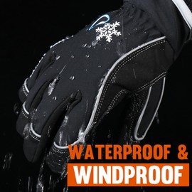 AIGEVTURE Cold Weather Work Gloves Men Winter Mechanic Gloves Waterproof Women Insulated Winter Gloves with Thermal Fleece Touchscreen Black (X Large)