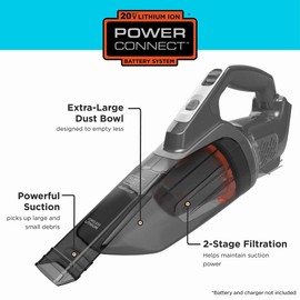 BLACK+DECKER 20V MAX POWERCONNECT Handheld Vacuum, Cordless, Battery Not Included, Bare Tool Only (BCHV001B)