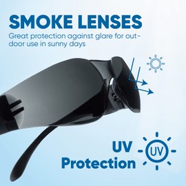 amoolo Tinted Safety Glasses Bulk of 24, Protective Safety Sunglasses, Dark Smoke Lenses for UV Protection, ANSI Z87.1 Impact Resistant Eye Protection for Work, Lab, Construction