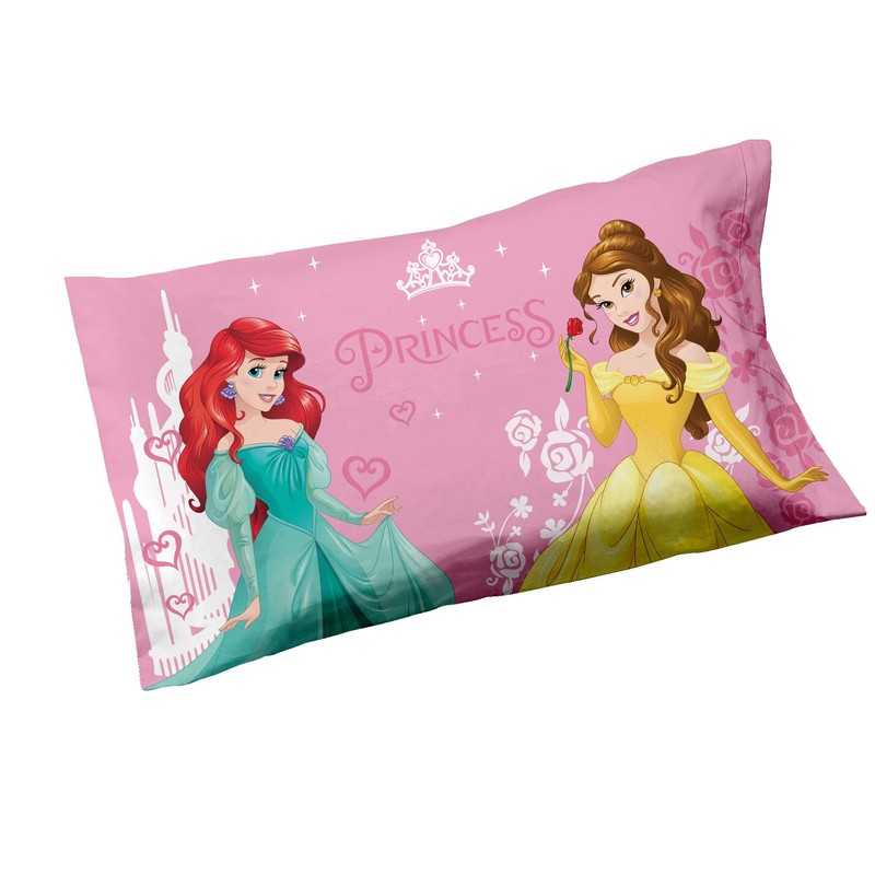 Princess Set of 2 Cotton Pillow Cases, Pair of Pillow