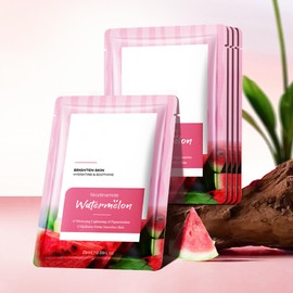 Hppsctink 5PCS Wassermelonen-Maske, Wassermelone-Niacinamid-Maske, Hydratisierend & feuchtigkeitsspendend, Pflegend & aufhellend, Porentiefe Reinigung