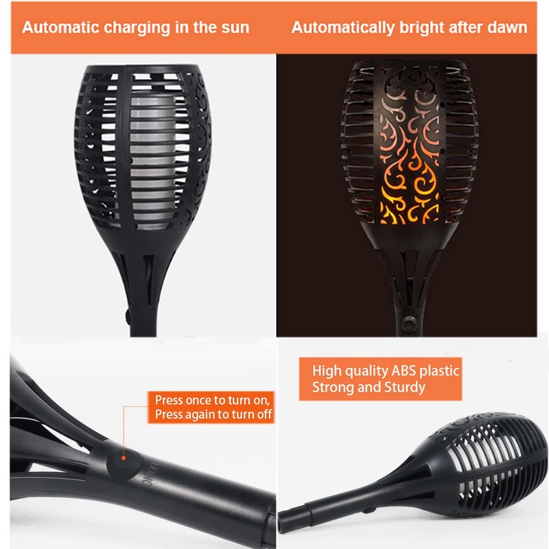 4-Pack Solar Lights Outdoor With Flickering Dancing Flame - Waterproof
