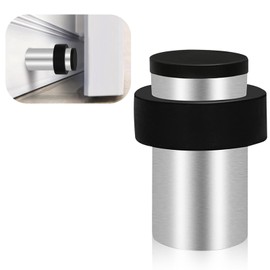 TOKPLNU Door Stops, 50mm Floor Mounted Door Stop Heavy Duty Stainless Steel Modern Tall Doorstop with Sound Dampening Rubber Bumper, Outdoor Floor Door Stoppers for Skirtings, Silver