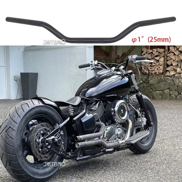 JMTBNO 1" 25MM Black Motorcycle Drag Handlebars for Yamaha V-Star