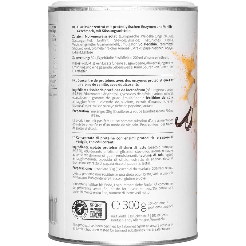 nu3 Grass-Fed Whey Protein - 300 g Vanilla with 80%