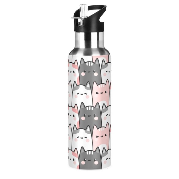 Cute Cats Kittens Water Bottle Kids Insulated Girls Boys Stainless
