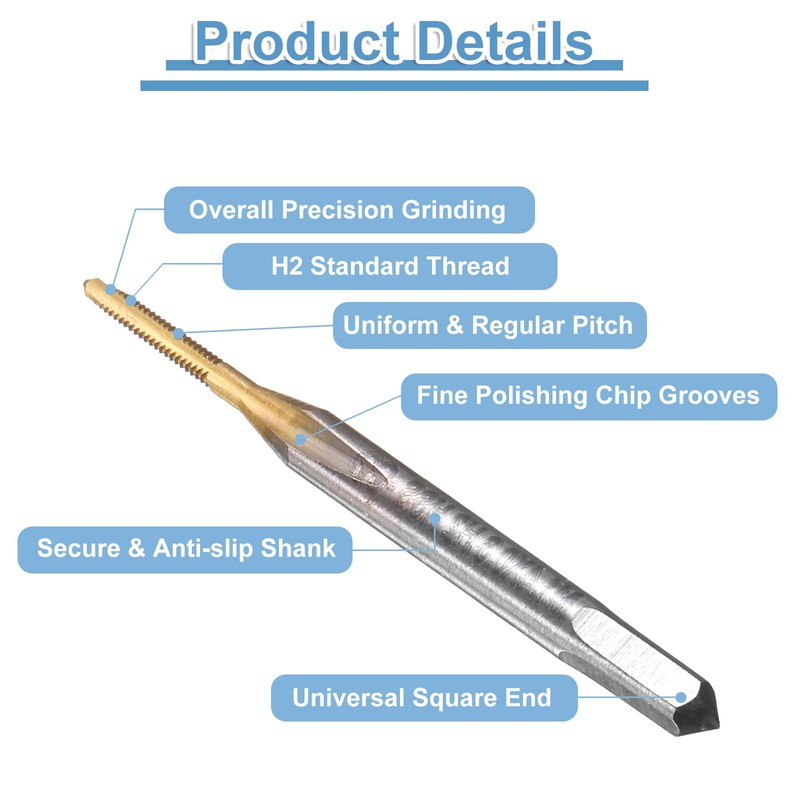 sourcing map 4pcs Straight Flute Thread Tap, M1.4 x 0.3
