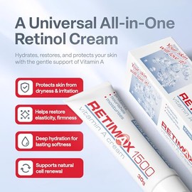 Crema antiarrugas y antienvejecimiento con retinol y vitamina A 1500 para pieles deshidratadas, 30 g/1,06 oz