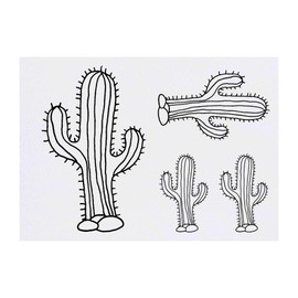 4 x 'Cactus' Temporary Tattoos - Water Resistant, Skin-Safe, Non-Toxic Transfers, Mixed Sizes (TO00016294)