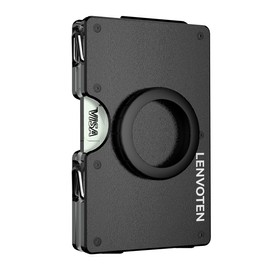 Lenvoten Minimalist Wallet for Men, Metal Wallet with Money Clip, Slim Compact Wallet, RFID Blocking Card Holder, Metal Aluminum Credit Card Holder, Holds up to 20 Cards, S10-Matte Black-AirTag,