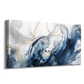 Mofutinpo Abstract Canvas Wall Art Blue Pictures for Living Room Wall Decoration Large Modern Wall Art Office Artwork Wall Decor Graffiti Paintings for Bedroom 24×48in