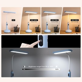 VAVOFO Wireless LED Desk Lamp 6778B - Touch Control, 2700-7000K Adjustable Color Temperature, 700 Lumens, 360° Gooseneck, USB-C Charging, 2.5 Hours Wireless Use, Eye-Caring Light (Blue)