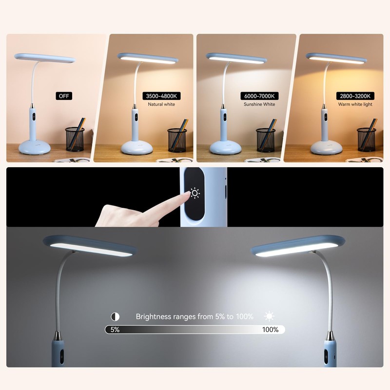 VAVOFO Wireless LED Desk Lamp 6778B - Touch Control, 2700-7000K