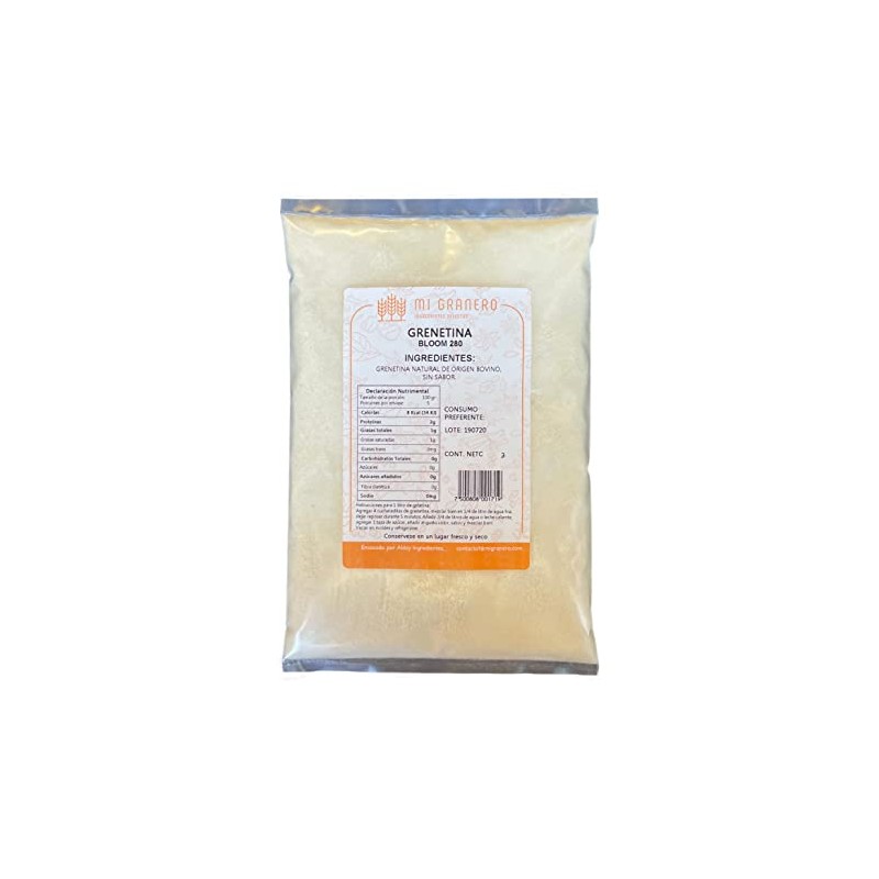 Grenetina en polvo sin sabor Bloom 280 500 gramos