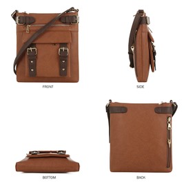 JESSIE & JAMES 2 Toned Belt Concealed Carry Crossbody Bag Shoulder Purses For Women with Lock and Key | Cognac