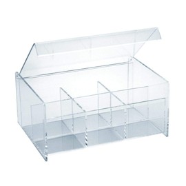 Lillian Collection Premium Heavyweight Acrylic Clear Tea Box (8.375" x 5.875" x 3.75", Pack of 6) - Elegant & Durable Storage for Teas, Perfect for Home, Office, & Gifting