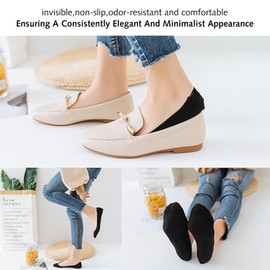6 Pairs Women No Show Socks Ultra Low Cut Liner Non Slip Invisible for Loafer Boat Flats（black）