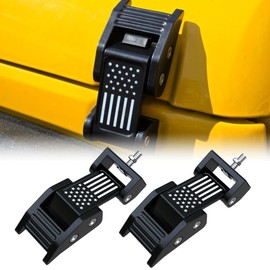 ASLONG 2PCS Hood Latches, Aluminum Hood Catch kit with U.S Flag Style Compatible with Jeep Wrangler JK JKU 2007-2018 & 2018-2021 Jeep Wrangler JL JLU Gladiator JT