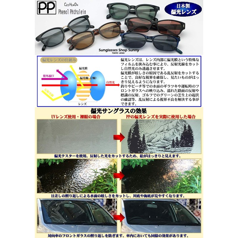 PP (Phenol Phthalein) P-303 Polarized Sunglasses, Made in Japan, Polarized