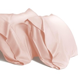 Waterlily 100% Bamboo Lyocell Pillow Cases Pack of 2 Pillowcase for Hair and Skin Envelope Set 50x75 Natural Organic Soft Vegan Silk Luxury Bedding (Blush Pink)