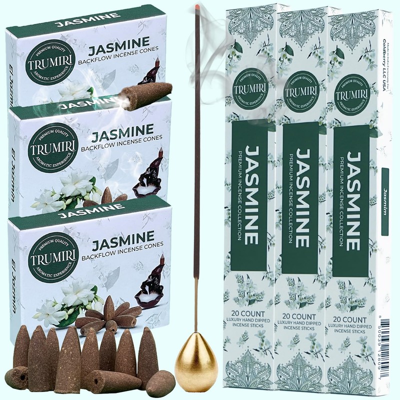 Jasmine Incense Sticks & Backflow Incense Cones for Waterfall Combo