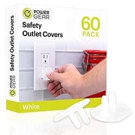 Power Gear - Fundas de enchufe a prueba de bebés para enchufes eléctricos, fundas de enchufe de fácil instalación, con certificación UL para prevención de golpes, color blanco 69312, 60 unidades