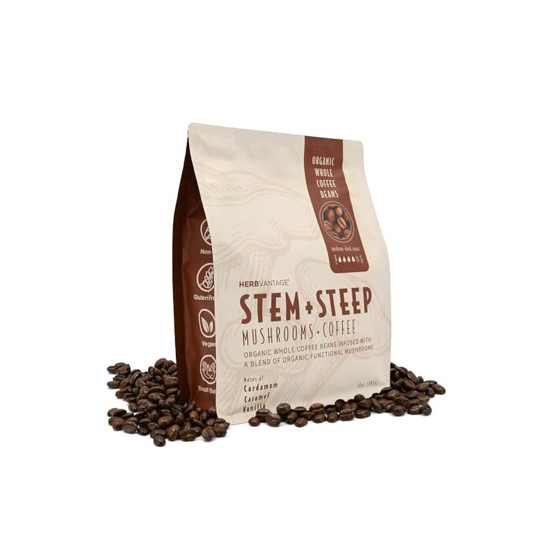 HERBvantage Stem + Steep Mushroom Coffee - Medium-Dark Roast 10oz