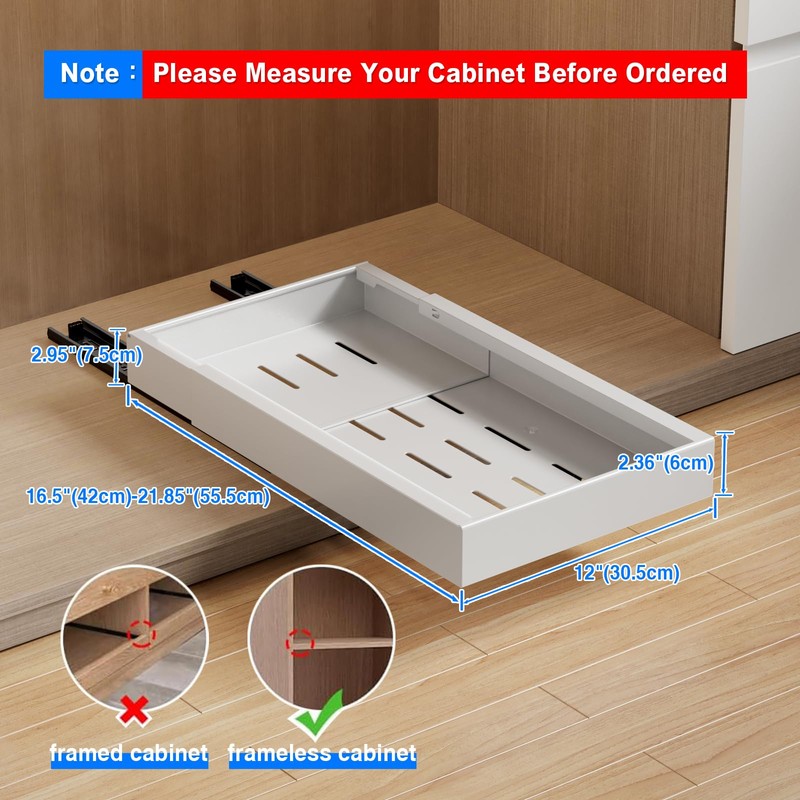 MUSTORN 2 Pack Pull Out Cabinet Organizer, 21.8" Deep Slide