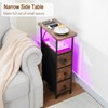 LOAKEKEL Narrow End Table Living Room with Charging Station, Skinny
