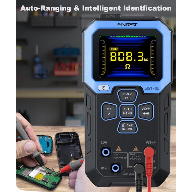 DMT-99 Digital Multimeter, 9999 Counts TRMS Multimeter Tester, Auto-Ranging AC/DC