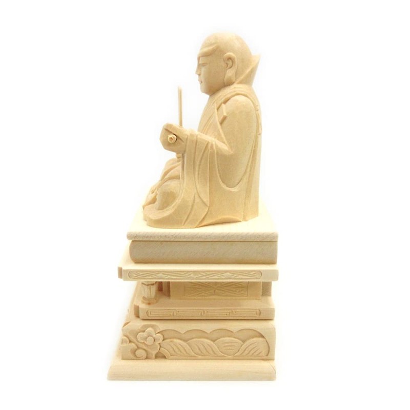 木彫 Buddha 日蓮 Saints 座像 2.5 Dimension 桧木