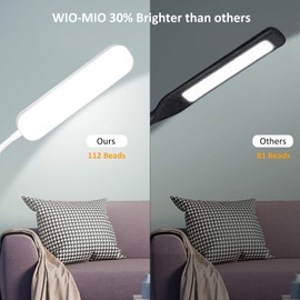 Wio-Mio Floor Lamps, 15w/1000lm Bright LED Floor Lamp with Stepless Adjustable 3000K-6000K Colors and Dimmer, Remote and Touch Control Reading Lamp, Adjustable Gooseneck Floor Lamp for Living Room