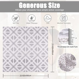 Lurowo Shower Mat Non-Slip Bath Mat Loofah Bathroom Rug with Drainage PVC Textured Quick Drying Quick Drying