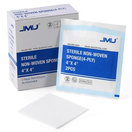 JMU Sterile Gauze Pads 4x4, Highly Absorbent Non-woven Sterile Gauze Sponges, 25 Packs, 50 Pcs Total