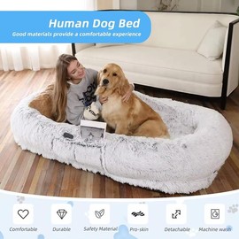 Human Dog Bed 71''x45''x14'' Fits You and Pets Washable Faux Fur Dog Bed for People Doze Off Napping Orthopedic Dog Bed Canine Home