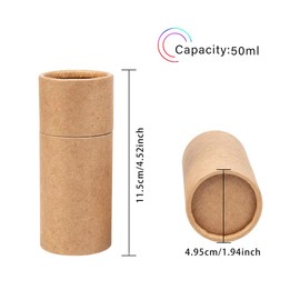 BENECREAT 12pcs 50ml Wooden Color Kraft Paper Tube Kraft Tube with Lid, Colored Pencil Box, Tea Canister, Coffee Beans, Gift Wrapping, Storage Container for Packing